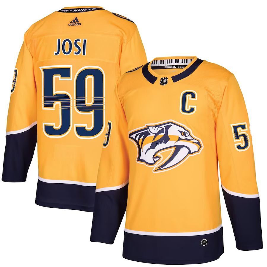 Men Nashville Predators 59 Roman Josi adidas Gold Home Authentic Player NHL Jersey